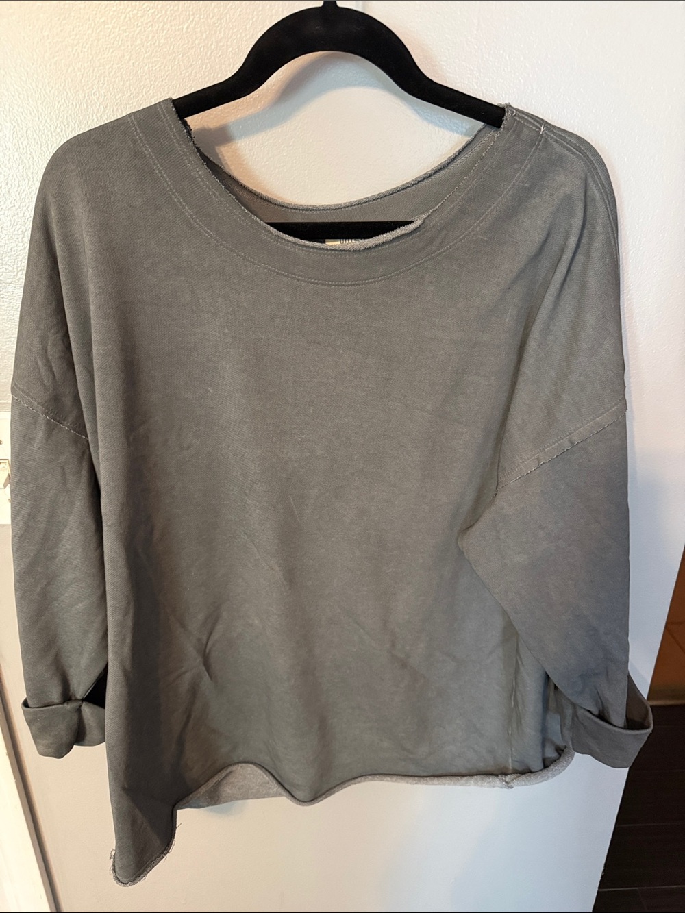 Umgee Washed Gray Relaxed Pullover Sweatshirt
